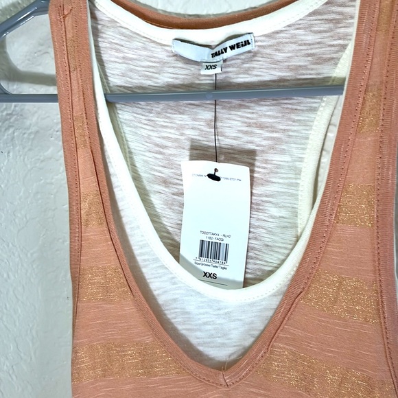 NWT XXS Peach Coral Salmon White w/ Glitter Double Layer Racer Back Tank Tunic - Picture 3 of 3